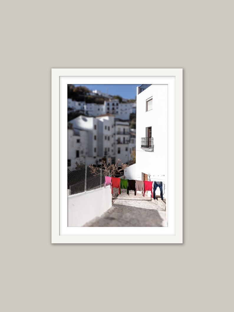 Pueblo Blancos Costa del Sol art Original Spain images DIGITAL DOWNLOAD Colourful Clothes line in an Andalusian White Villages