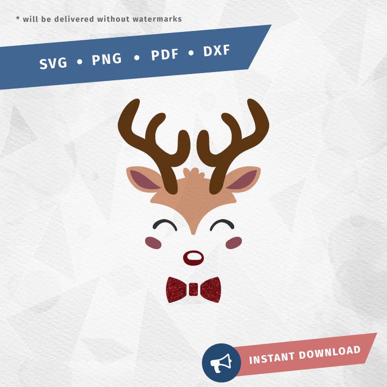 Download Reindeer face SVG Reindeer svg Bow Tie Cricut Silhouette ...