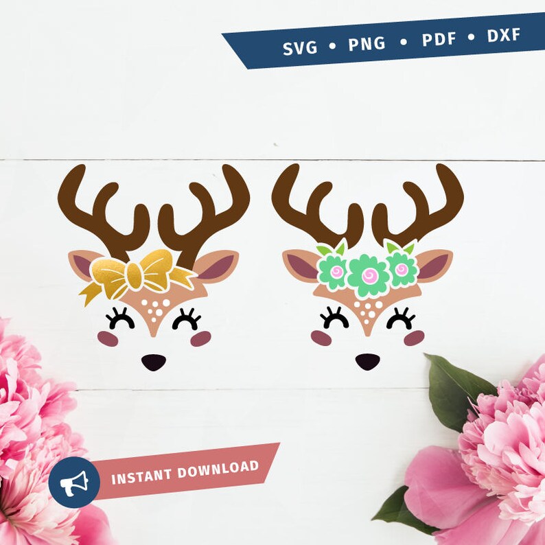 Download Fawn SVG Deer SVG Fawn Face svg Spring SVG Flower Bow svg ...