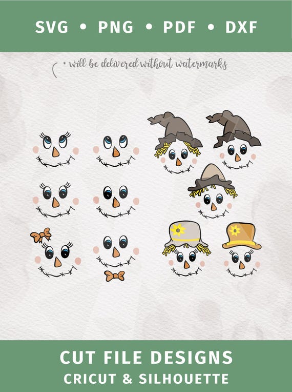 Scarecrow Face Svg Girl And Boy Face Halloween Svg Digital Cut Etsy