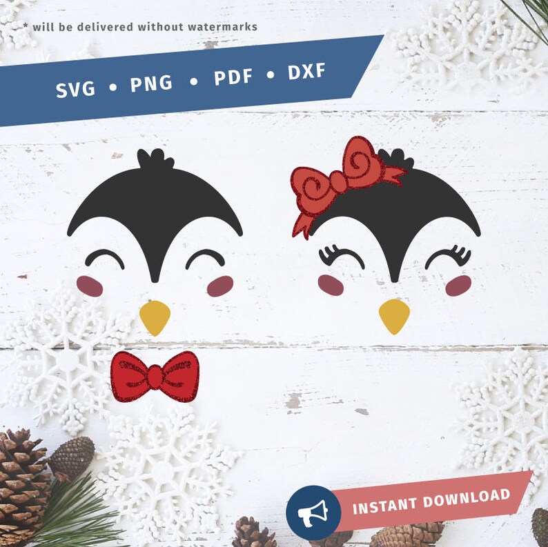 Download Penguin Svg Penguin Face Svg Bow Tie Svg Girl Boy Cricut Etsy