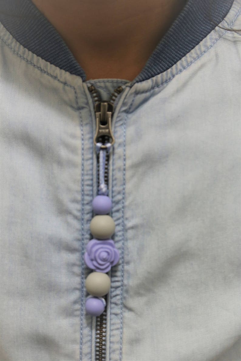Zipper Pull Key Chain Key Ring Fidget Toy Rose Bead Chew Etsy