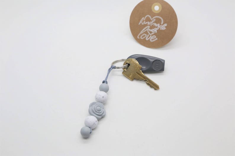 Zipper Pull Key Chain Key Ring Fidget Toy Rose Bead Chew Etsy