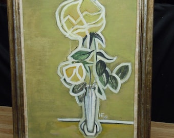 MCM Listed Artist Hector Escobosa Post War Modernist (20th Century) Oil on Panel Original Painting
