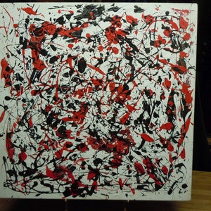 Abstract Expressionist Contemporary Painting Signed by Artist Verso Polluck Style Oil on Canvas