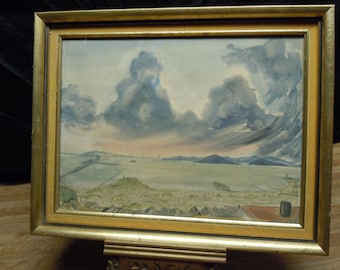 Mid Century Watercolor Painting of the San Francisco Bay Area Signed Harrison Dated May 1957