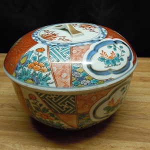 Antique Japanese Meiji Imari Covered Bowl Arita 19th Century
