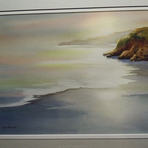 Listed California Artist Original Watercolor by Mike &quot;M.E.&quot; Bailey Plein Air Seascape