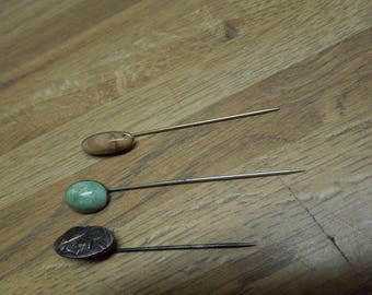 Lot of Three Victorian Era Stick Pins Unmarked