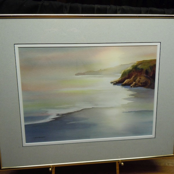 Listed California Artist Original Watercolor by Mike "M.E." Bailey Plein Air Seascape