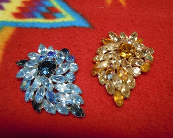 Pair of Vintage Weiss Rhinestone Brooches