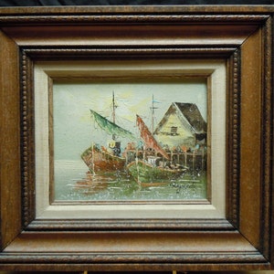 Lee Reynolds Mid Century Maritime Drip / Pallet knife impasto Painting on Plywood