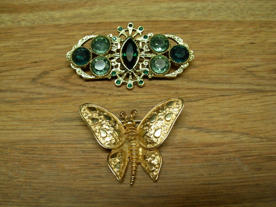 Boucher signed numbered Brooch and vintage cut gl… - image 1