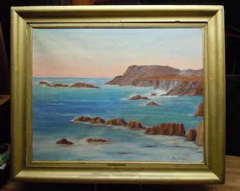 Early California Impressionist Robert C Mulnix (1886-1974) Original Oil on stretched canvas Pacific Ocean Sunrise