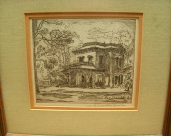 Early California Artist Gertrude Stone Brooks Signed Etching Listed Art Museum Quality