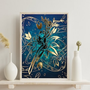 FFXIV White Mage Holy III gold foil print, Final Fantasy xiv poster, ffxiv job white mage, ffxiv art print, FF14 Endwalker, A4 A2 11x14