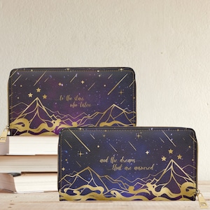 Cartera con cremallera con cita de ACOTAR, cartera de A Court of Thorns and Roses, mercancía con licencia oficial de Sarah J. Maas, bolsa con temática de galaxia Starfall