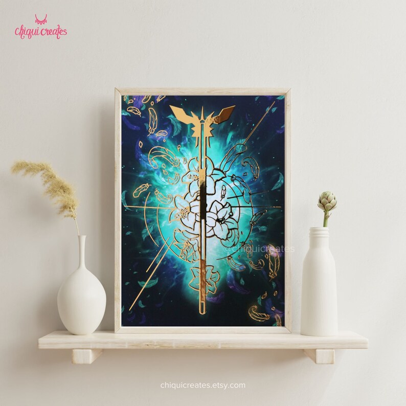 Impression d'art Final Fantasy 7 Aerith Gold Foil, Final Fantasy VII Remake FF7 Aerith Gainsborough FFVII A4 11 x 14, cadeaux pour gamer girl de joueurs de RPG image 6