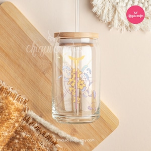Final Fantasy 7 Aerith Glass Can Tumbler Sipper Libbey 16oz, final fantasy vii remake ff7 aerith gainsborough ffvii gifts for rpg gamers