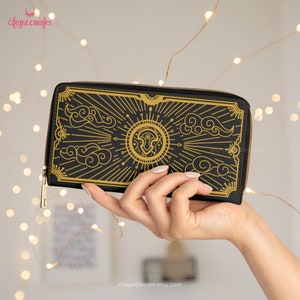 Cartera Azem Crystal Abstract de FFXIV, monedero con cremallera de Final Fantasy XIV FF14, regalos de Guerrero de la Luz de Final Fantasy 14 para jugadores de rol.