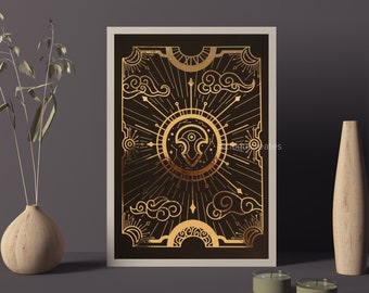 FFXIV FF14 poster Azem, Final Fantasy XIV gold foil poster Final Fantasy 14 FF14, Warrior of Light wall decor the seat of Azem