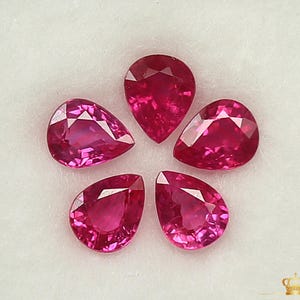Burma Ruby Pear Gemstone Lot: 5x4 mm, 1.80 Ct