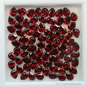 Red Garnet Pear Gemstone Lot: AAA+ Quality, 4x3 mm