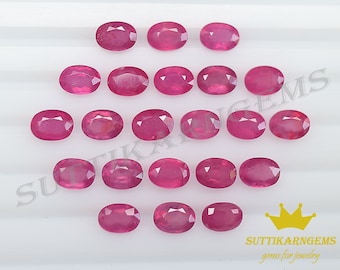 5x7 MM Naturel Pinkish Red Ruby Oval Shape Loose Gemstone , Pierres précieuses remplies de verre