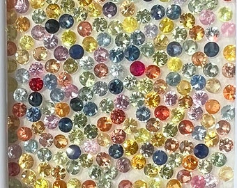 2.2 - 2.3 MM Natural Multi Color Sapphire Round Diamond Cut Loose Gemstones Lot , Medium Quality