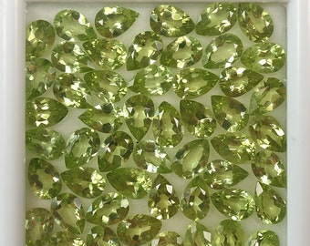 6x4 MM Natural Green Peridot Pear Shape Loose Gemstone Lot , Natural Gemstone AAA+ Quality