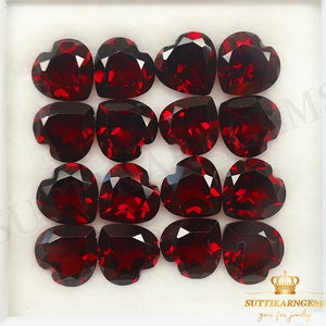 7 MM Red Garnet Heart Gemstone Lot: VVS Clarity