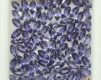 Lot de pierres précieuses en vrac, taille marquise, iolite violette naturelle, 4 x 2 mm