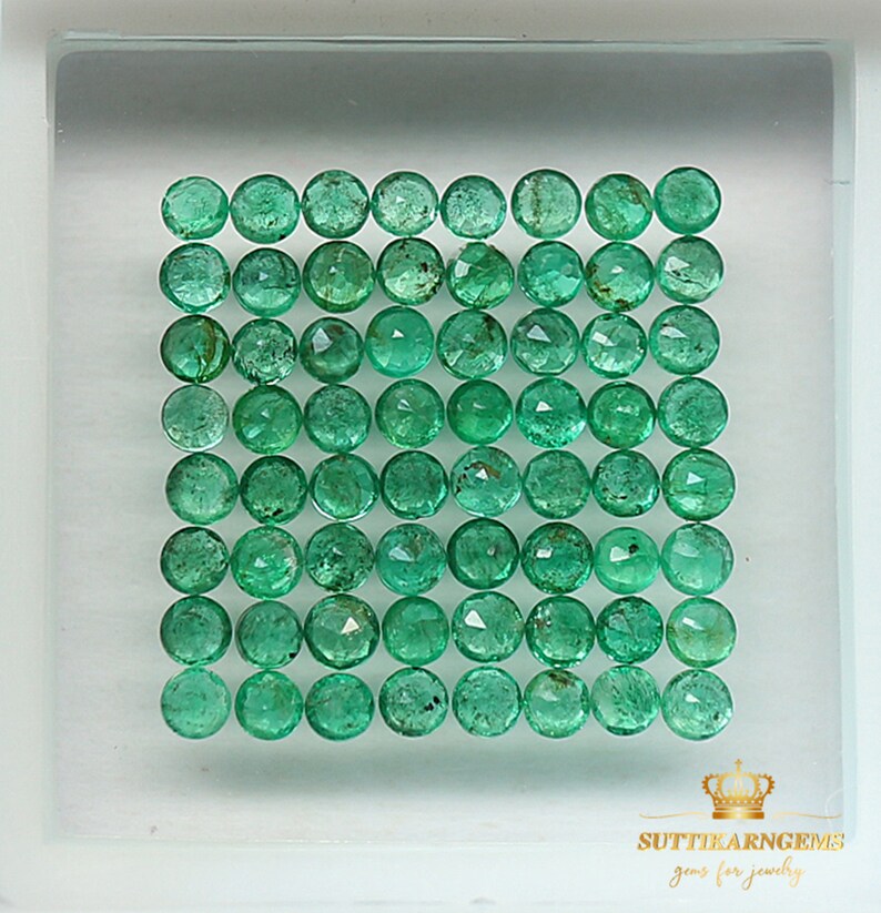 2 MM Natural Green Emerald Round Normal Cut Loose Gemstone Lot , Natural gemstones image 2