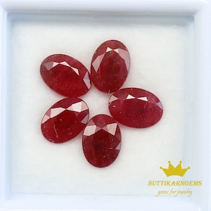 Red Ruby Gemstone Lot: 5 Oval VS Gems (5x7 MM, 4.28 CT)