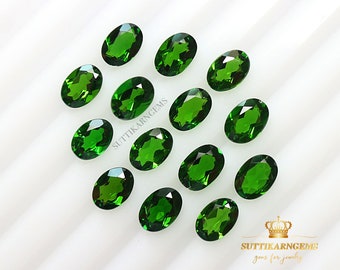 5x7 MM Natural Green Chrome Diopside Oval Cut Loose Gemstones Lot, Natural Gemstones