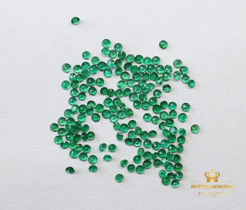 2 MM Natural Green Emerald Round Normal Cut Loose Gemstone Lot , Natural gemstones image 3