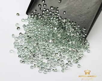 Light Green Sapphire: 1.7-1.8mm Round Diamond Cut Loose Gemstone