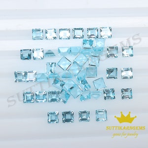 5 MM Natural Swiss Blue Topaz Square Shape Loose Gemstone Lot , AAA+ Quality Natural topaz , Real topaz
