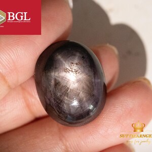 37.77 Ct Double-Sided Star Effect No Heated Natural Star Purple Sapphire 6 Rays Oval Cabochon with Certificate