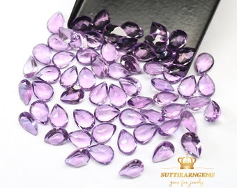 5x7 MM Natural Purple Amethyst Pear Shape Loose Gemstone Lot , Natural Gemstone
