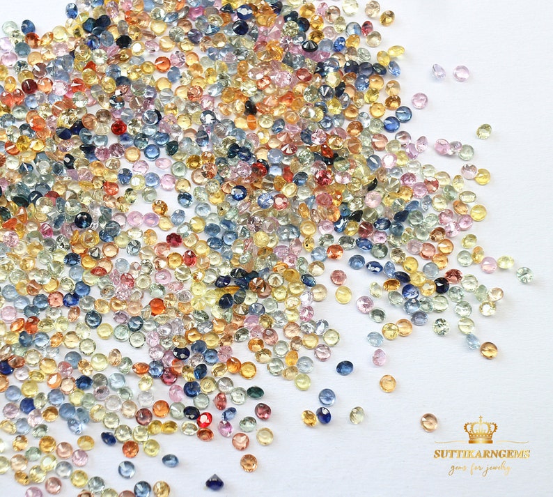 Lot de 2,2 2,3 mm de saphir rond multicolore naturel taillé en diamants, qualité moyenne image 3
