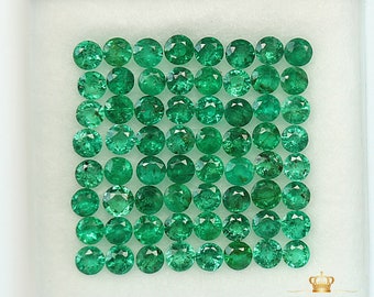 Lote de piedras preciosas sueltas de corte normal redondo esmeralda verde natural de 2 MM, piedras preciosas naturales