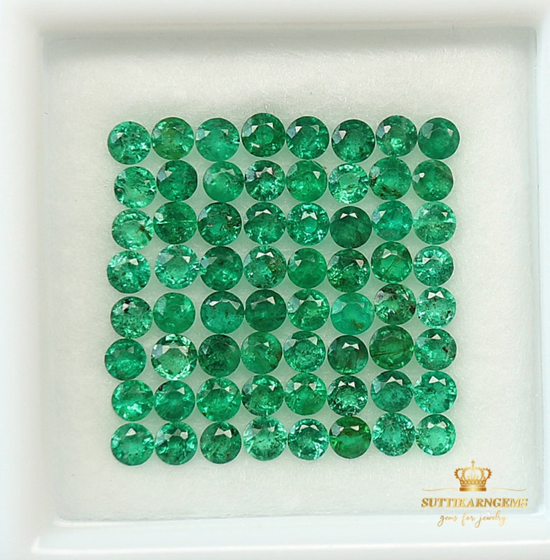 2 MM Natural Green Emerald Round Normal Cut Loose Gemstone Lot , Natural gemstones image 1