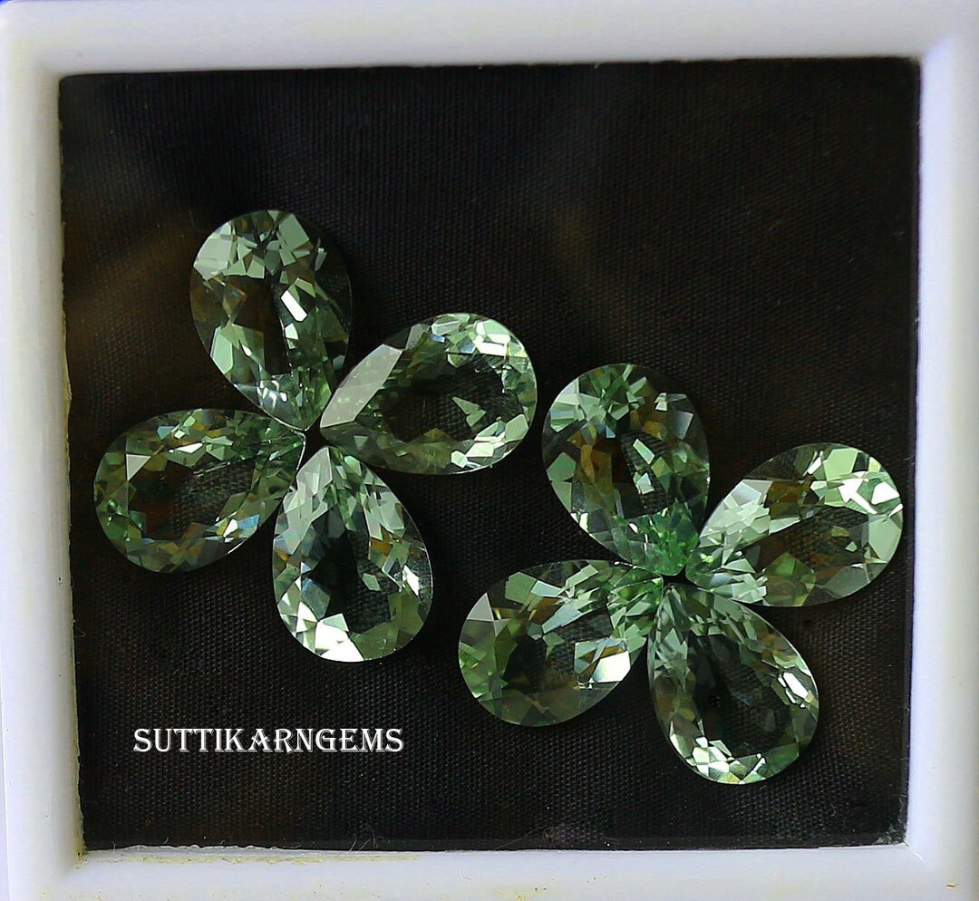 グリーンアメジストペア売り グリーンアメジストペア宝石ロット: 14 x 10 mm、VVSクラリティ - Etsy
