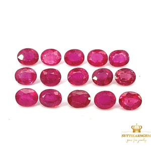 5x4 MM 15 Pcs Natural Ruby Oval Shape Loose Gemstone Lot , Natural Glass Filled Gemstones