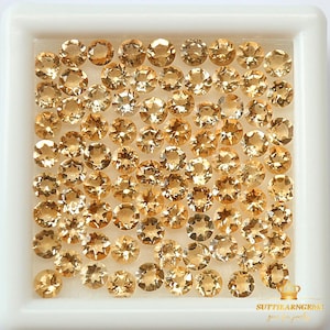 2.5 MM Natural Yellow Citrine Round Cut Natural Loose Gemstone Lot , Natural Gemstones