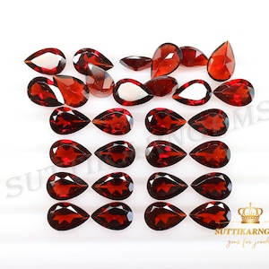 9x6 MM Natural Open Red Garnet Pear Shape Loose Gemstone Lot , Natural Gemstones