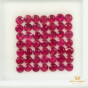 2.3 - 2.4 MM 49 Pcs Natural Ruby Round Diamond Cut Loose Gemstone 2.80 CT