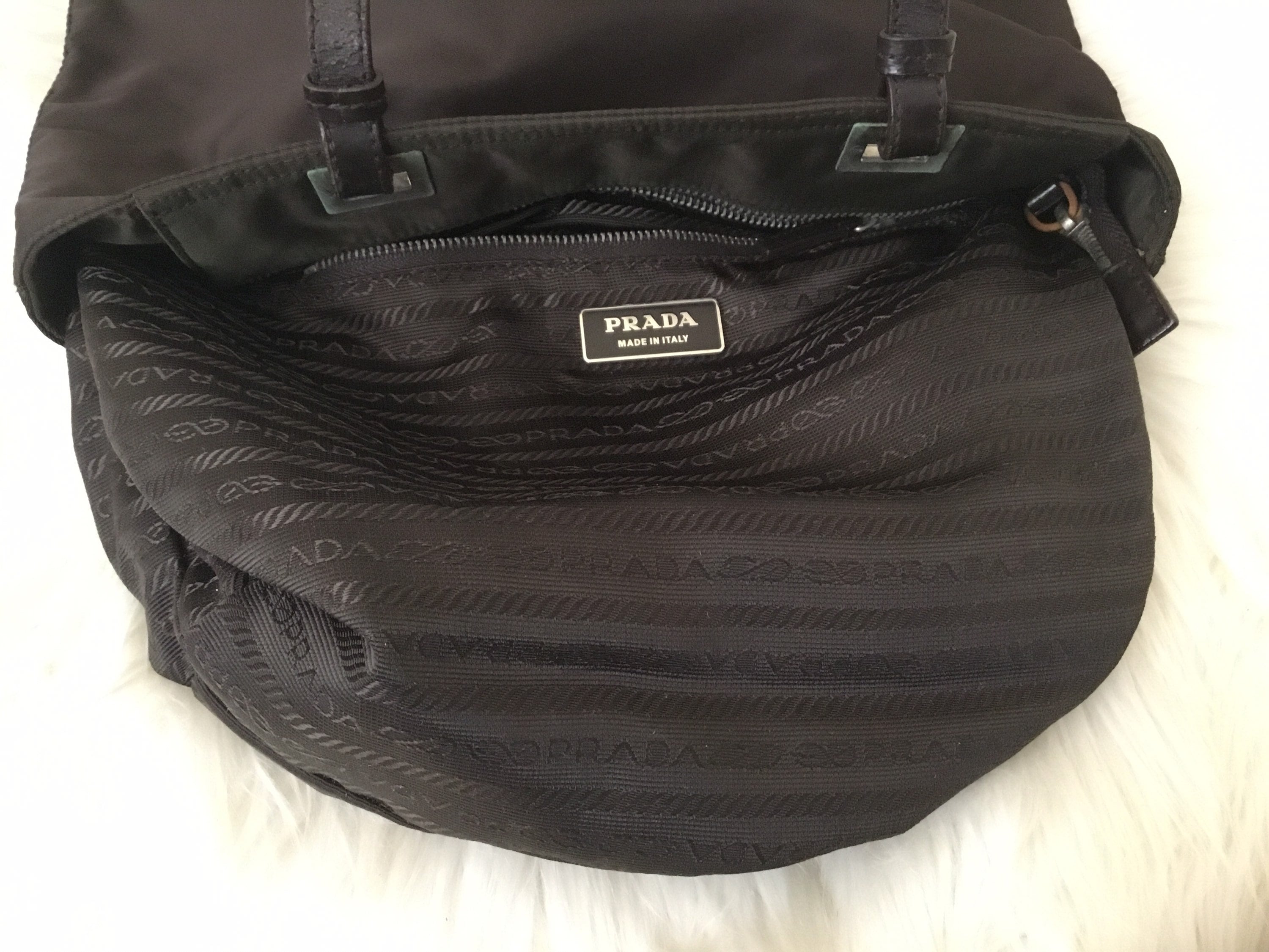 Authentic Vintage Prada Nylon & Leather Trim Shoulder Bag Etsy