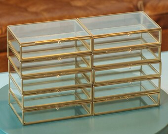 Set of 10 - 4x6" Brass & Glass Photo Print Box